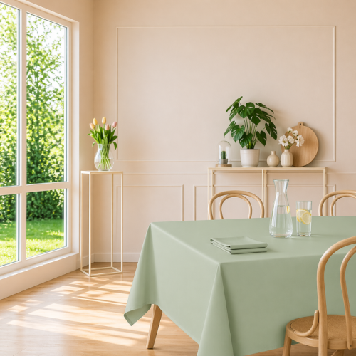 centraco nappe sur-mesure serviette de table set de table made In France qualité professionnelle gamme brugges coloris vert 06