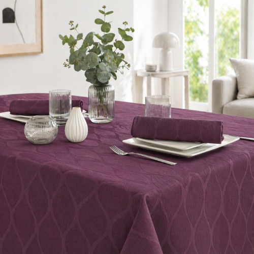 centraco nappe sur-mesure serviette de table set de table made In France qualité professionnelle gamme oléron coloris aubergine