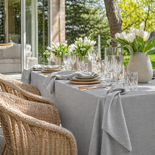 centraco nappe sur-mesure serviette de table set de table made In France qualité professionnelle gamme pailleté coloris gris 6A