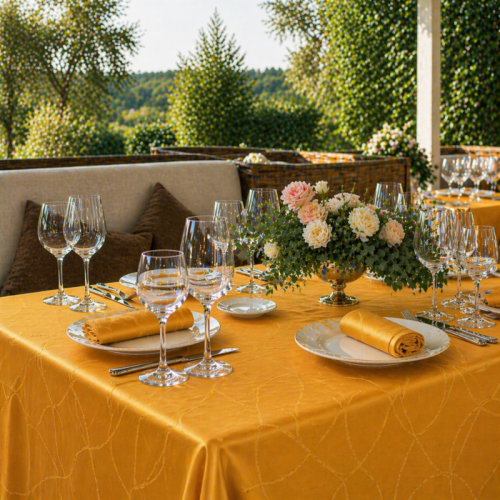 centraco nappe sur-mesure serviette de table set de table made In France qualité professionnelle gamme vérone coloris soleil