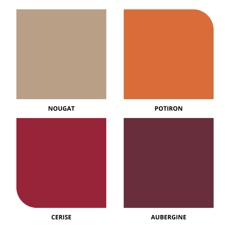 centraco dessus de lit PRIM'DÉCOR HARMONY sur-mesure non feu pour collectivités fabrication française coloris nougat, potiron, cerise, aubergine