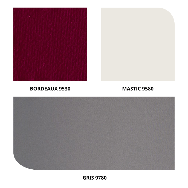 centraco couverture matelassée SCUDO non feu pour collectivités fabrication française coloris prune 9530, mastic 9580, gris 9780