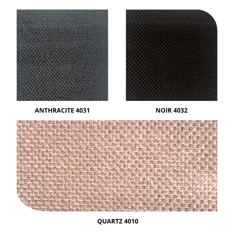 centraco tissu d'ameublement uni occultant URBINO non feu pour collectivités fabrication française coloris anthracite 4031, noir 4032, quartz 4010