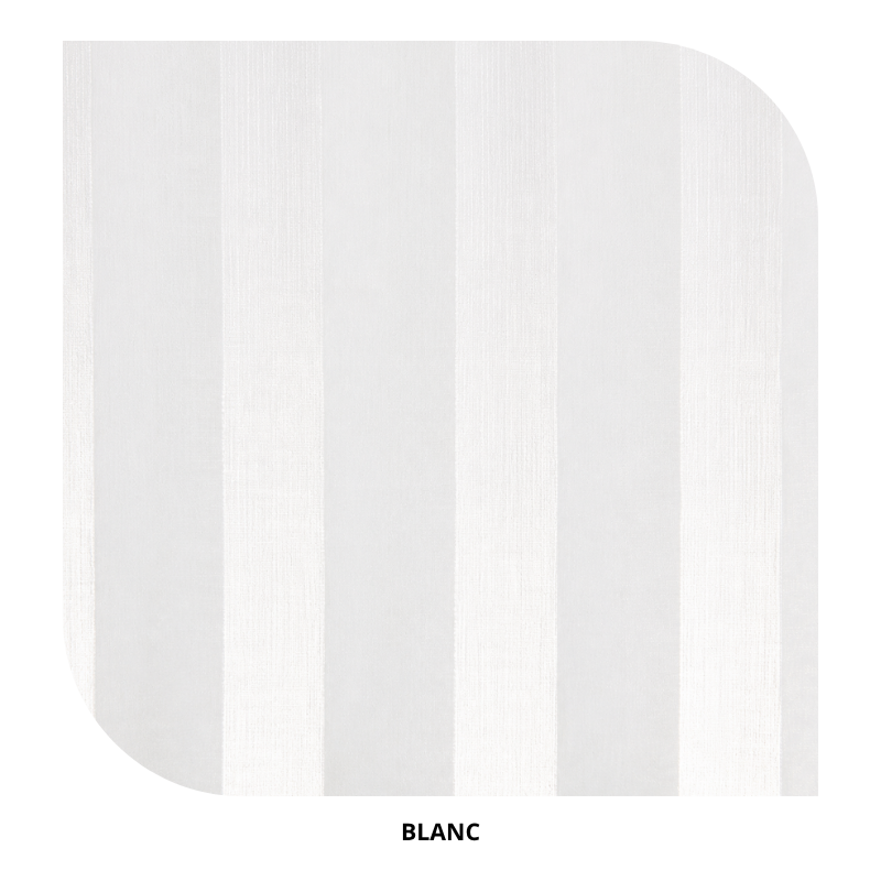 centraco voilage motif rayures bande satinée 100% polyester PANAMA non feu pour collectivités fabrication française coloris blanc